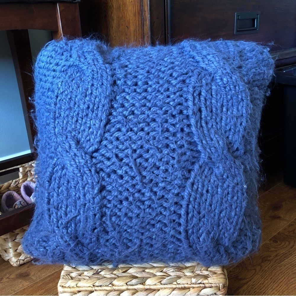 Navy sweater knit pillow